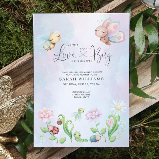 Invitation Whimsical A Little Log Baby shower arc-en-ciel (QR Code Baby shower Invitation!)