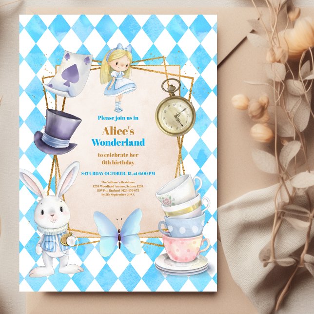 Invitation Whimsical Alice in Wonderland fête d'anniversaire (Créateur téléchargé)