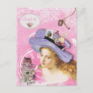 Invitation Whimsical Alice in Wonderland Sweet 16 Tea Party