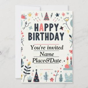 Invitation Whimsical Anniversaire - Fête Colorée