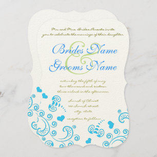 Invitation Whimsical Aqua Bumble Bee Swirl Mariage Inviter
