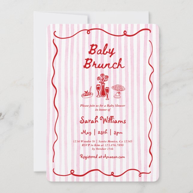 Invitation Whimsical Baby Brunch Baby Shower Girl (Devant)