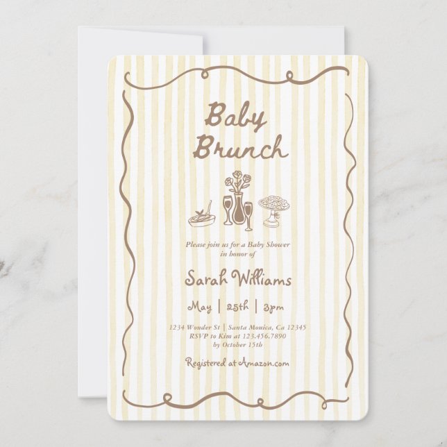 Invitation Whimsical Baby Brunch Baby Shower Girl (Devant)