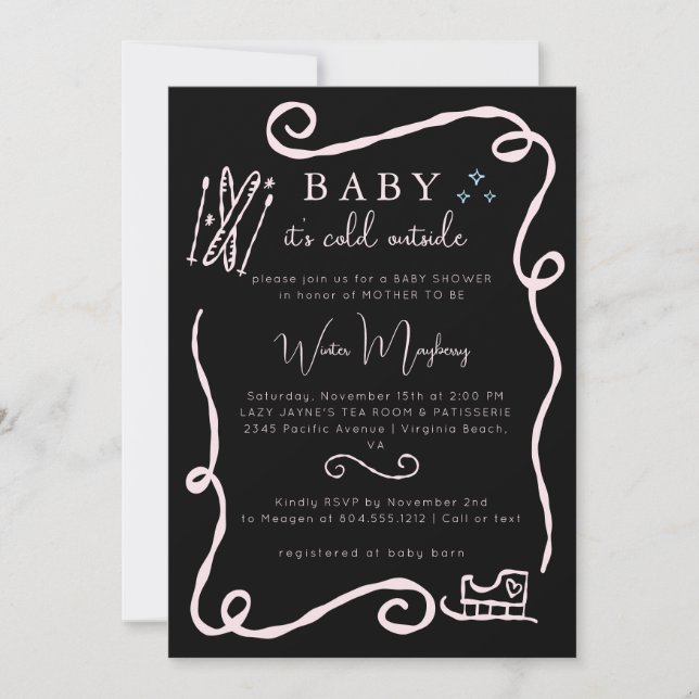 Invitation Whimsical Baby It's Cold Outside Baby shower Invit (Devant)