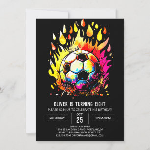 Invitation Whimsical Ball Kids Soccer Anniversaire