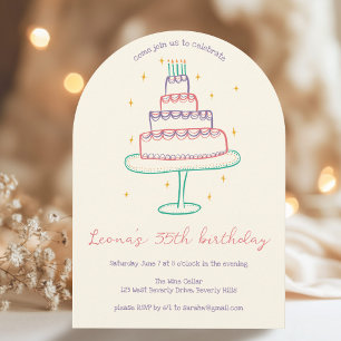 Invitation Whimsical Birthday Cake Custom Coloré Party Arch