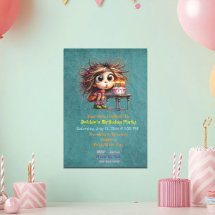 Invitation Whimsical Birthday Girl Making A Wish