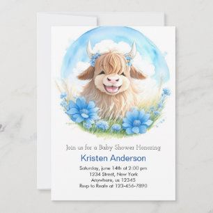 Invitation Whimsical Blisser Highland Cow Boy Baby shower