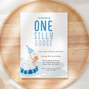 Invitation Whimsical Blue One Silly Goose Premier anniversair