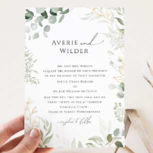 Invitation Whimsical Botanical and Gold Mariage traditionnel