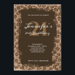 Invitation Whimsical Brown Leopard Grunge 21e anniversaire<br><div class="desc">Invitation les filles à sa fête de 21e anniversaire avec ce dessin fantaisiste de léopard brun et taupe. Vous pouvez customiser la couleur du graphique rectangle grunge pour votre invitation d'anniversaire. Invitations de fête d'anniversaire tendance et personnalisables. Customisez les styles de police calligraphie modernes et élégants pour un événement en...</div>