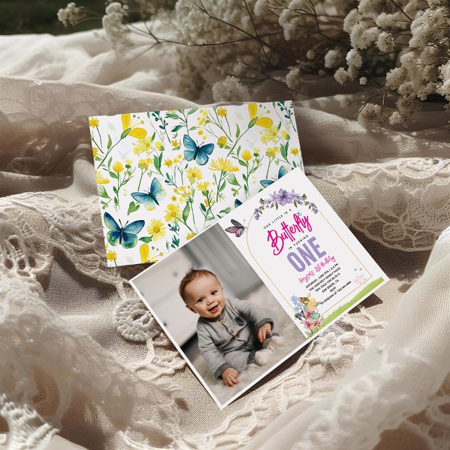 Invitation Whimsical Butterfly Garden 1er Birthday photo (Créateur téléchargé)