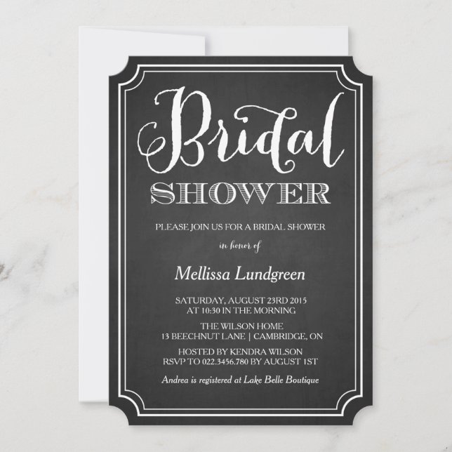 Invitation Whimsical Chalkboard Bridal Shower (Devant)