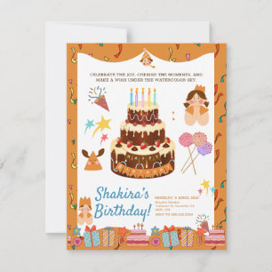 Invitation Whimsical Charming Aquarelle Chic Anniversaire Mag