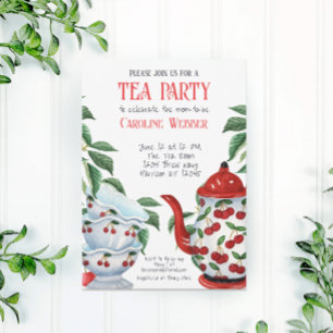 Invitation Whimsical Cherry Tea Party Douche