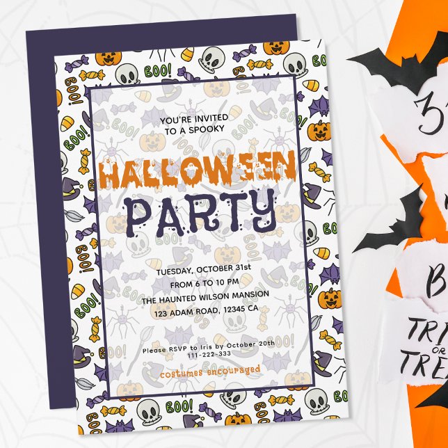 Invitation Whimsical Classic Cartoon Kids Halloween (Invite your kids' friends to a Halloween Party they'll never forget!)