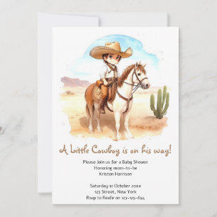 Invitation Whimsical Cowboy Baby shower d'aventure