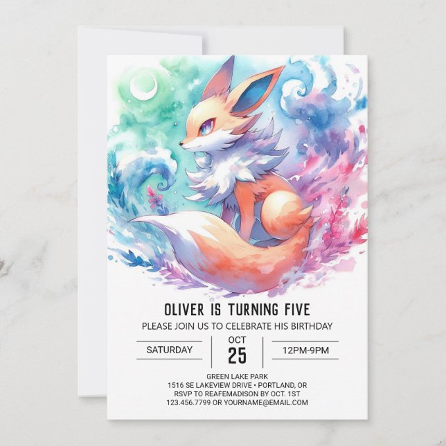 Invitation Whimsical Custom Fox Anniversaire (Devant)