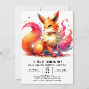 Invitation Whimsical Custom Fox Anniversaire