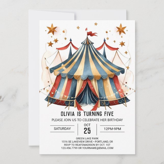 Invitation Whimsical Custom Fun Circus Anniversaire (Devant)