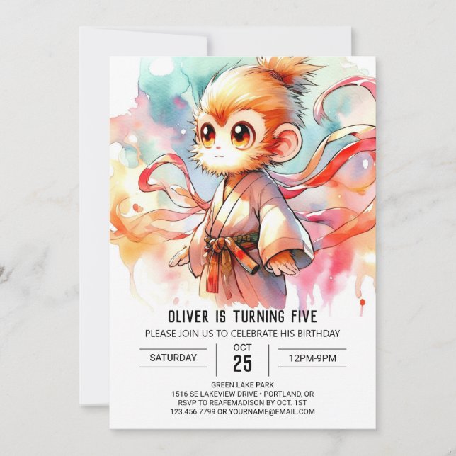 Invitation Whimsical Custom Singe Anniversaire (Devant)
