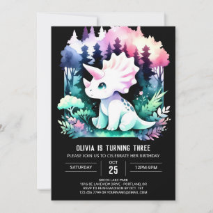 Invitation Whimsical Custom Triceratops Anniversaire