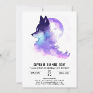 Invitation Whimsical Custom Woodland Wolf Anniversaire