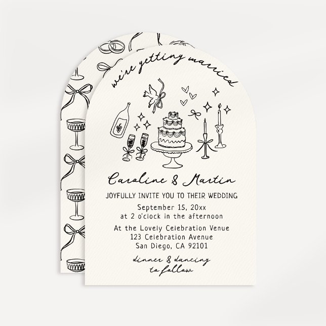 Invitation Whimsical, dessiné à la main mariage (Créateur téléchargé)