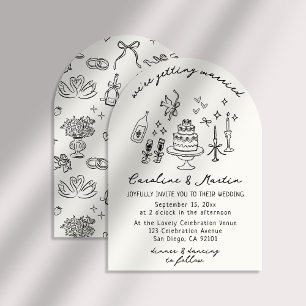 Invitation Whimsical, dessiné à la main mariage