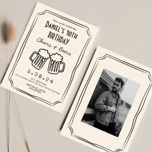 Invitation Whimsical dessiné Funky Cheers Bières 30 e anniver