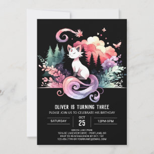 Invitation Whimsical Digital Cat Anniversaire