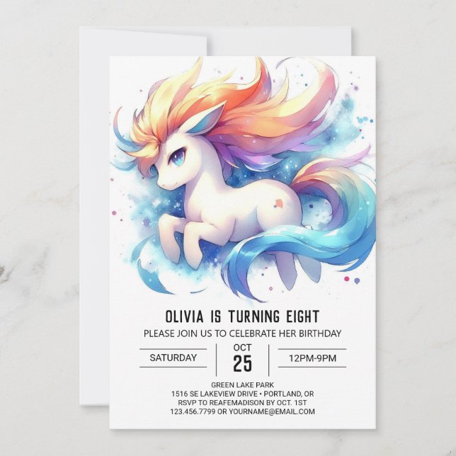Invitation Whimsical Digital Horse Anniversaire (Devant)