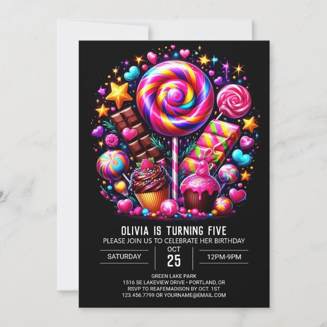 Invitation Whimsical Dreamy Candyland Digital Birthday (Devant)