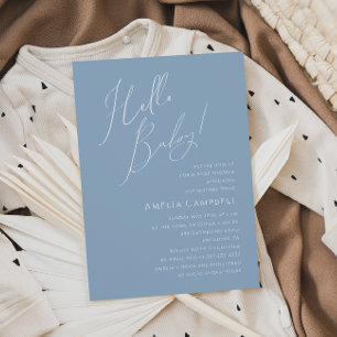 Invitation Whimsical Dusty Bleu Bonjour bébé! Baby shower