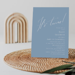 Invitation Whimsical Dusty Blue C'est le Baby shower Twins