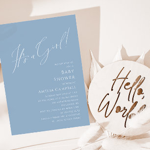 Invitation Whimsical Dusty Blue C'est un Baby shower de fille