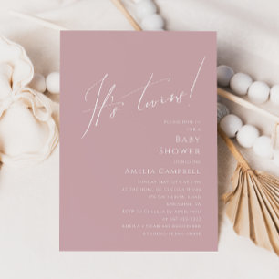 Invitation Whimsical Dusty Rose C'est le Baby shower Twins