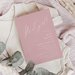 Invitation Whimsical Dusty Rose C'est un Baby shower de fille
