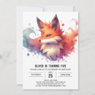 Invitation Whimsical Editable Fox Anniversaire