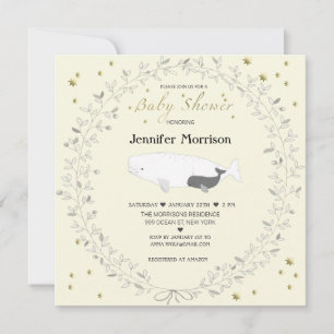 Invitation Whimsical Elegant Baby shower de baleines Beluga