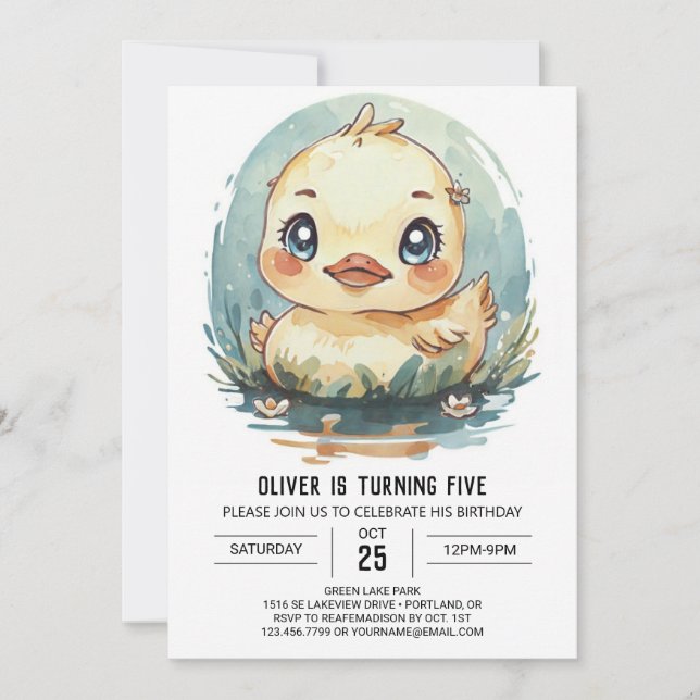 Invitation Whimsical Elegant Canard Anniversaire (Devant)