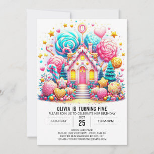 Invitation Whimsical Elegant Candyland Digital Anniversaire