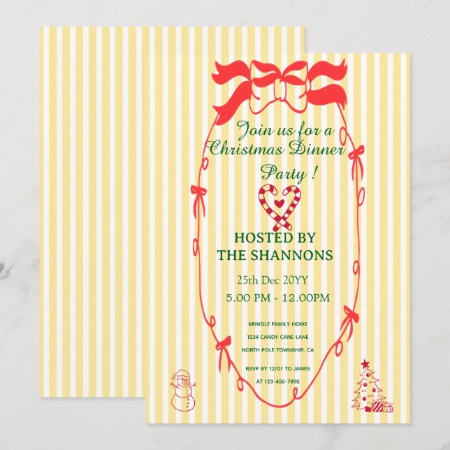 Invitation Whimsical Elegant Christmas Showparty (Devant / Derrière)