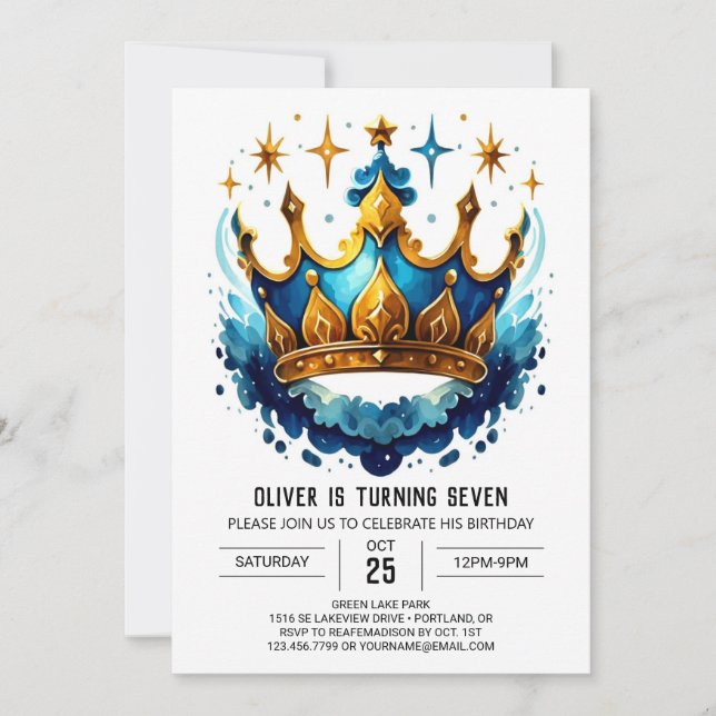 Invitation Whimsical en ligne Prince Héritier Anniversaire (Devant)