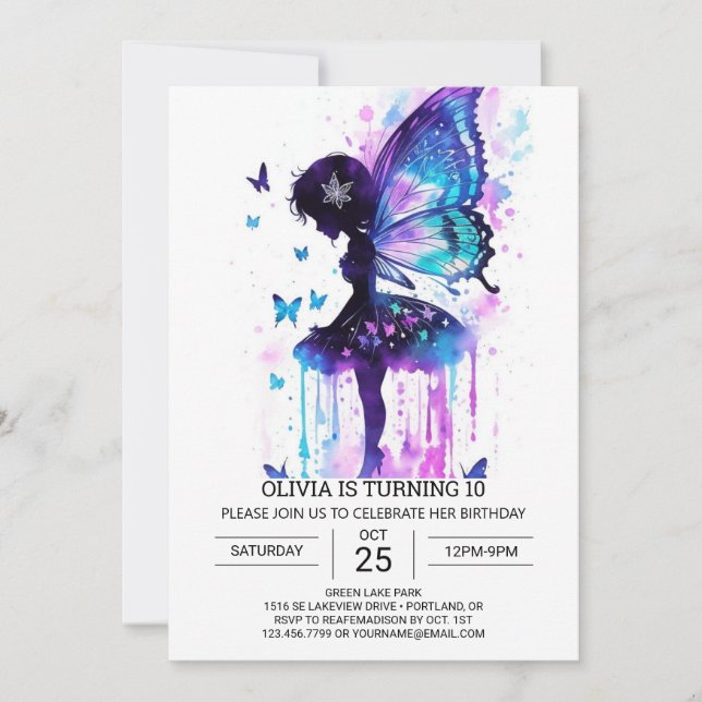 Invitation Whimsical Fairy Birthday Wonderland (Devant)