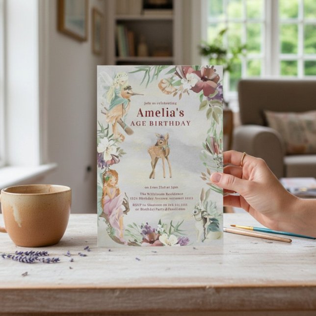 Invitation Whimsical Fairy Woodland Floral Birthday (Créateur téléchargé)