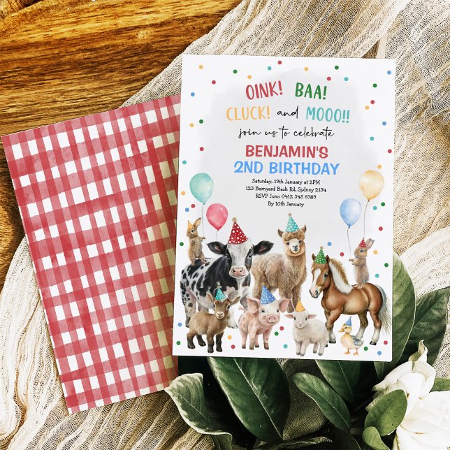 Invitation Whimsical Farm Animaux Barnyard Birthday Boy Party (Créateur téléchargé)