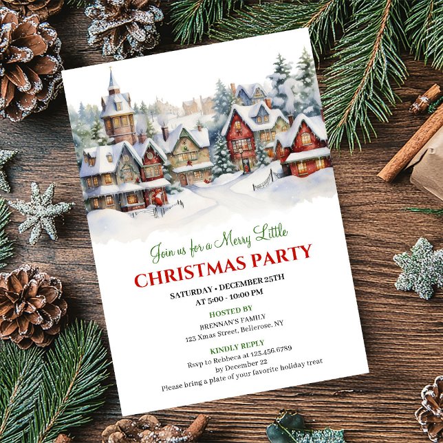 Invitation Whimsical festive city Christmas scene celebration (Whimsical festive city Christmas scene celebration)