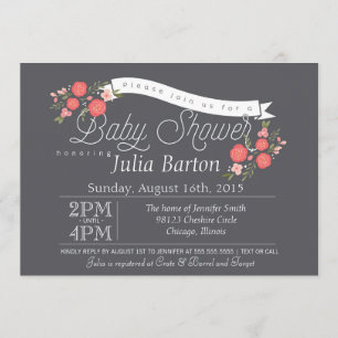 Invitation Whimsical Floral Baby shower, Rosey