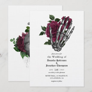 Invitation Whimsical Floral Squelette Mariage gothique